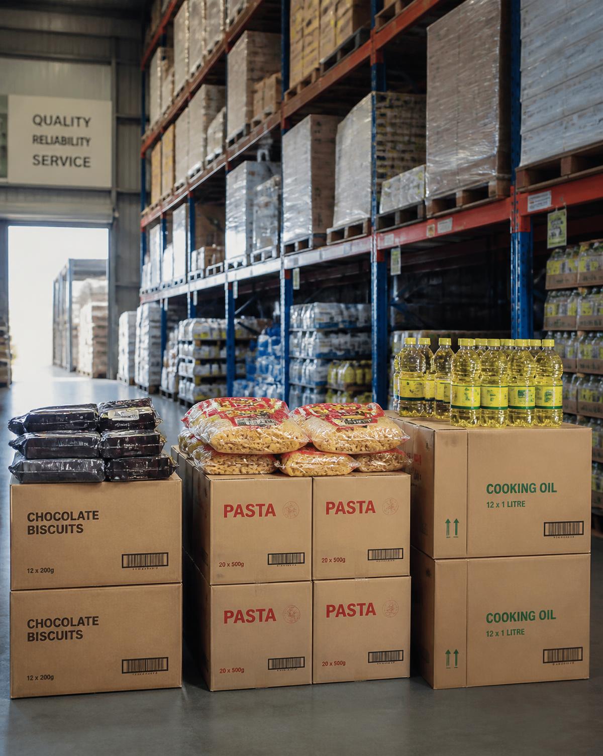 Packaged food goods prepared for export